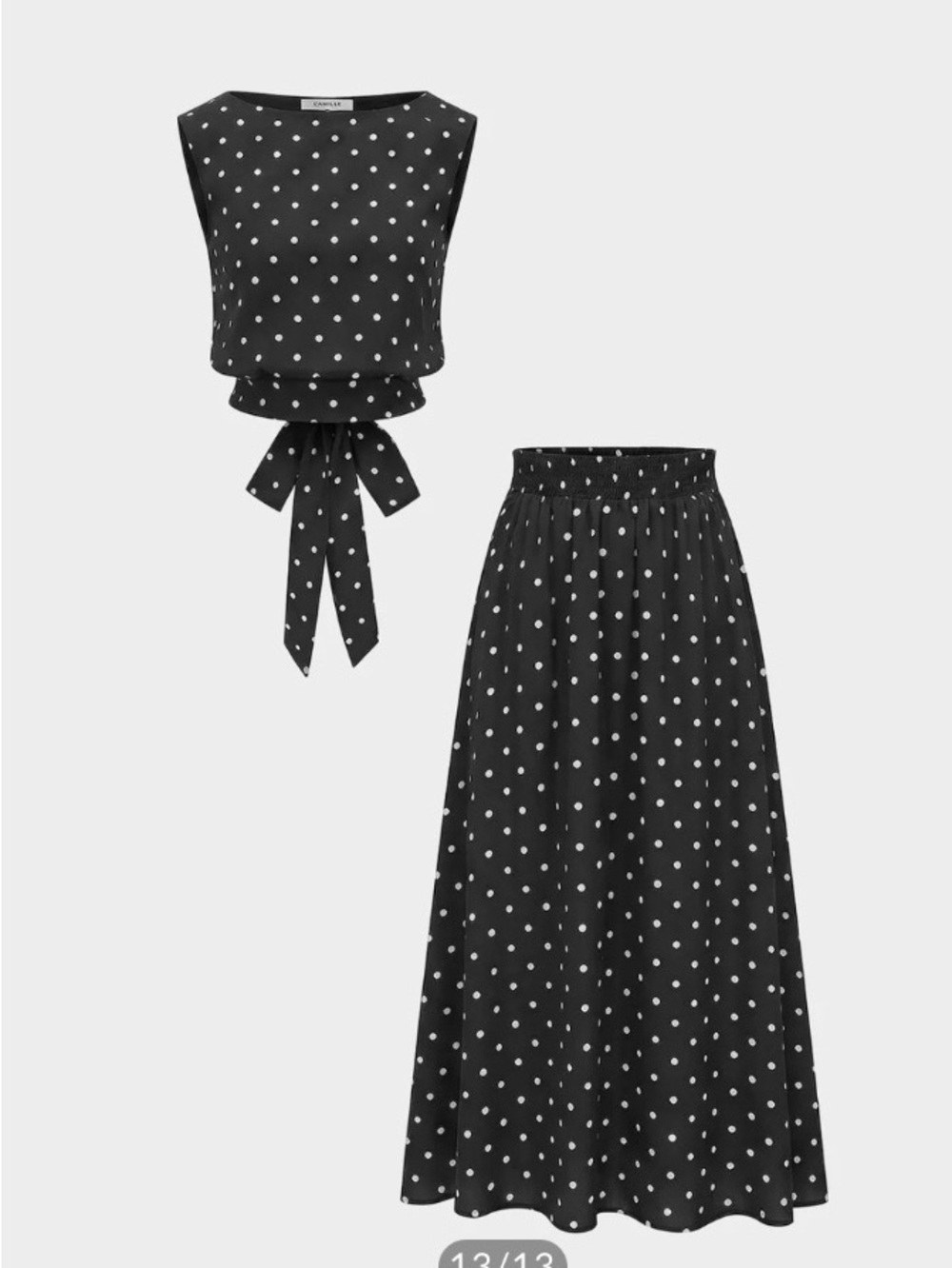 Polka Dot Maxi Skirt Two-Piece Set - Black & White Medium NWT - Picture 2 of 3